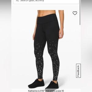 Women’s Lululemon speed Wunder legging speckled shine size 8
